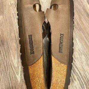 Birkenstock Brown Leather Sandals Double Strap Cork Footbed 8.5